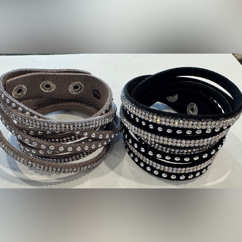 Premier Designs Black and Brown Crystal Wrap Bracelets